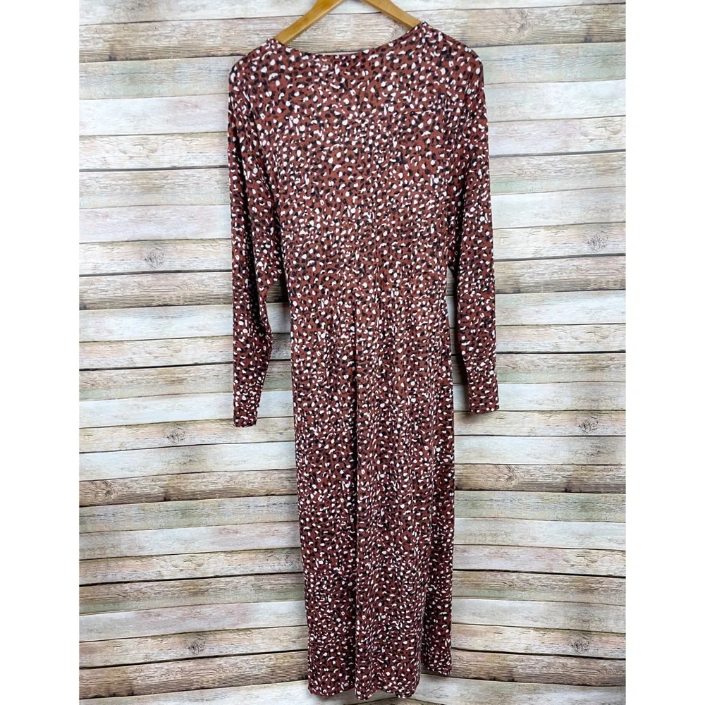Eloquii Leopard Print Ribbed Tie Waist Midi Dress Size 18/20 - Picture 8 of 9